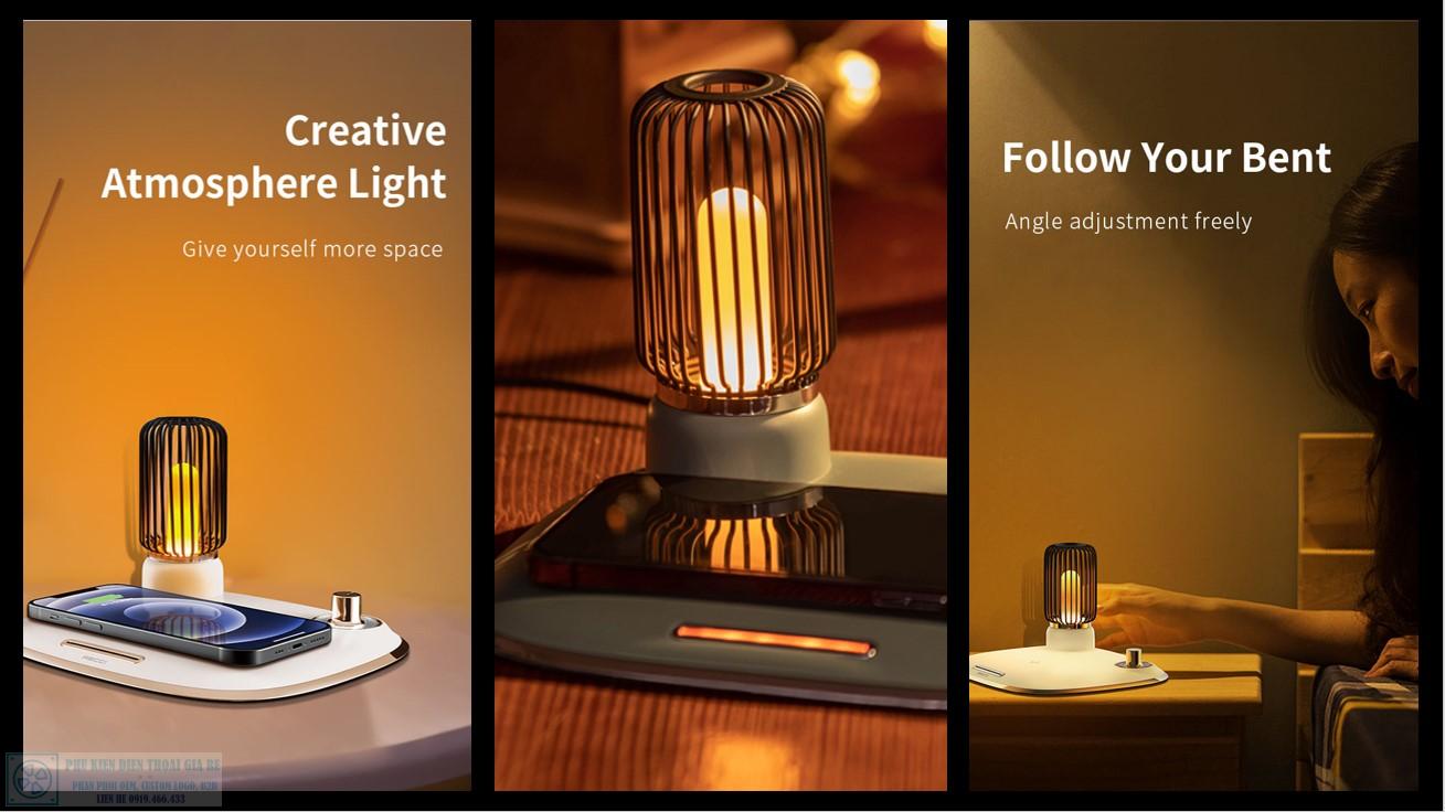 đèn ngủ kiêm sạc không dây đa năng 2 trong 1 phong cách retro quà tặng công nghệ in logo doanh nghiệp tphcm