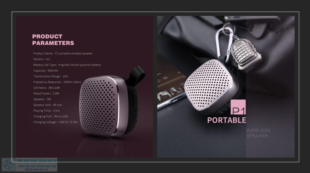 loa bluetooth mini recci p1 thiết kế nhỏ gọn kèm dây đeo , chất âm hoàn hảo cùng công nghệ loa 360 độ