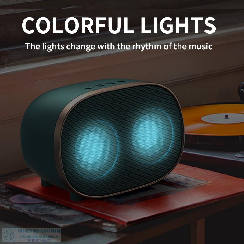 Loa Bluetooth 5.0 Thiết Kế Retro Tích Hợp Đèn LED Phát Sáng Theo Nhạc
